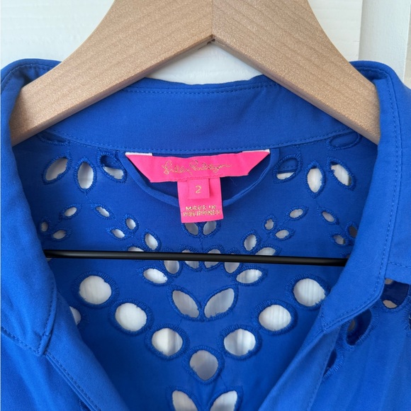 Lilly Pulitzer Amrita Midi Dress Borealis Royal Blue Soiree Eyelet 2 - Picture 8 of 11